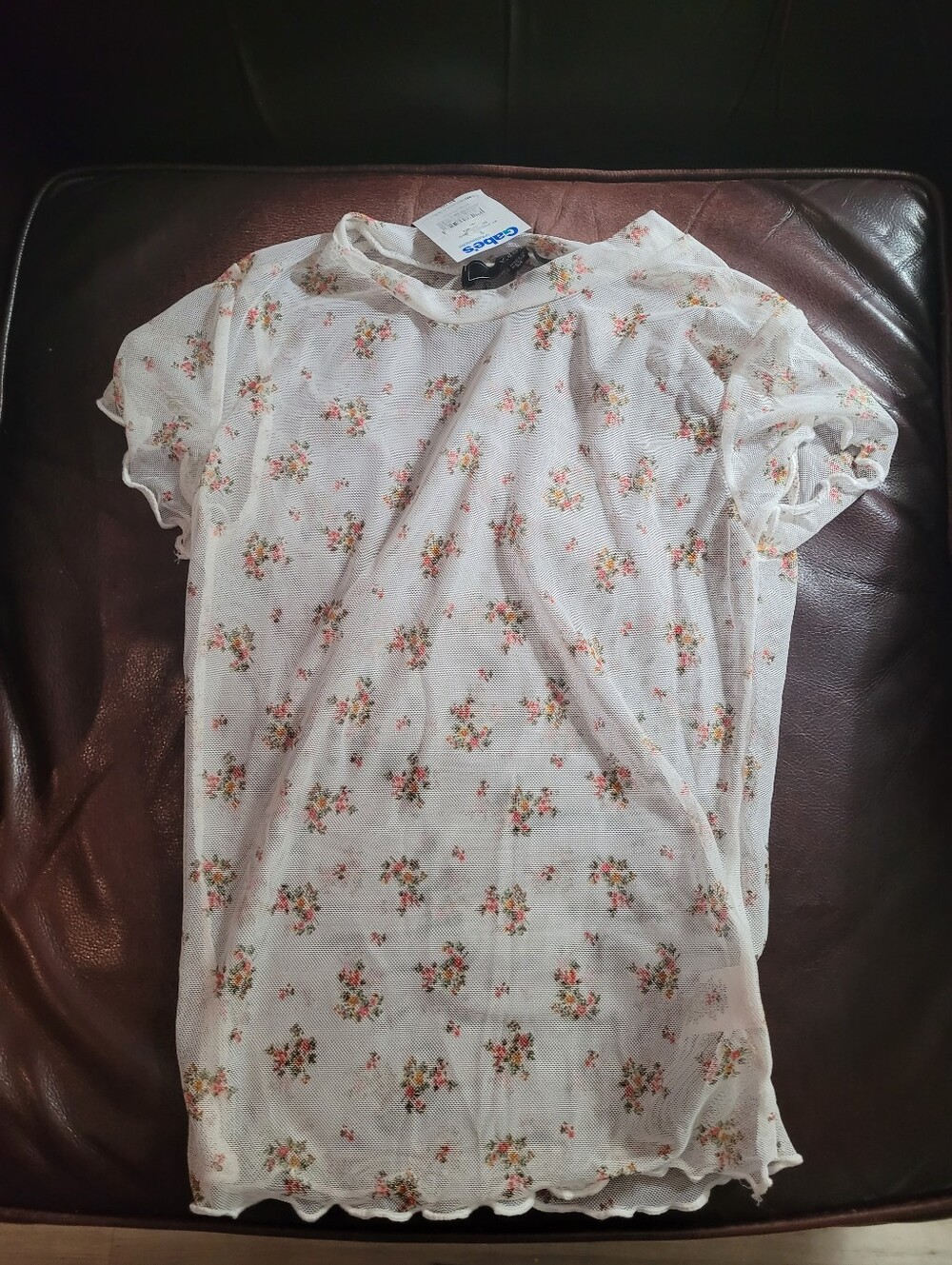 Vibe Sportswear Junior White short-sleeve sheer mesh top Sz M